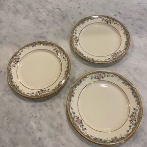 Lenox Spring Vista Cream Bread and Butter Plates with Floral and Gold Trim.